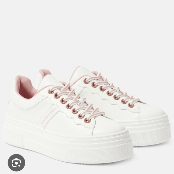 See By Chloe Shoes - See By Chloe Essie pink/white leather Sneakers Sz 39